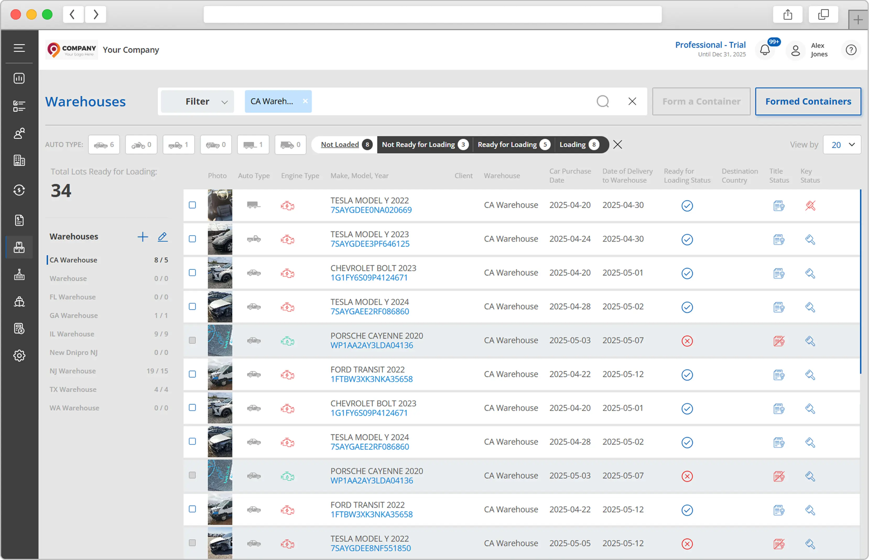 Vehicle management in warehouses